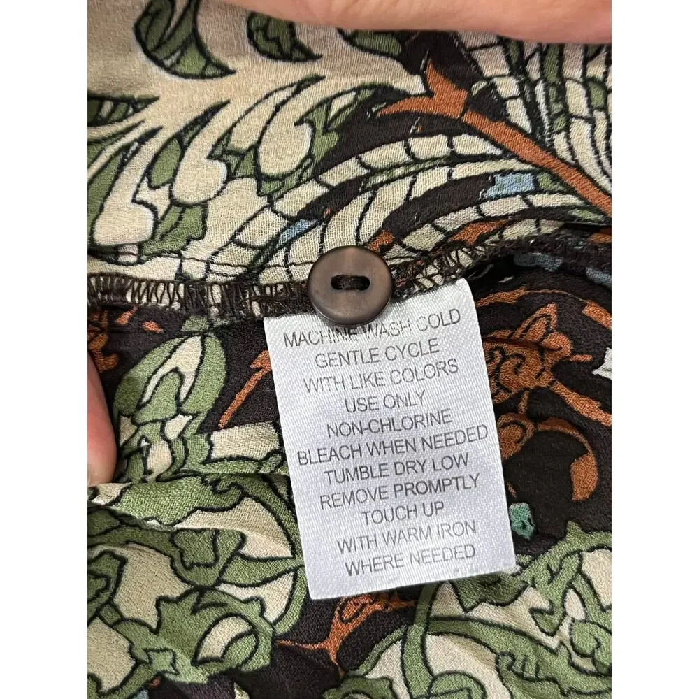 Vintage Y2K Patchwork Paisley Button Down Blouse Flare Cuff Boho Fairy Grunge_6